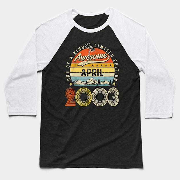 Awesome Since April 2003 Vintage 20th Birthday Baseball T-Shirt by Vintage White Rose Bouquets